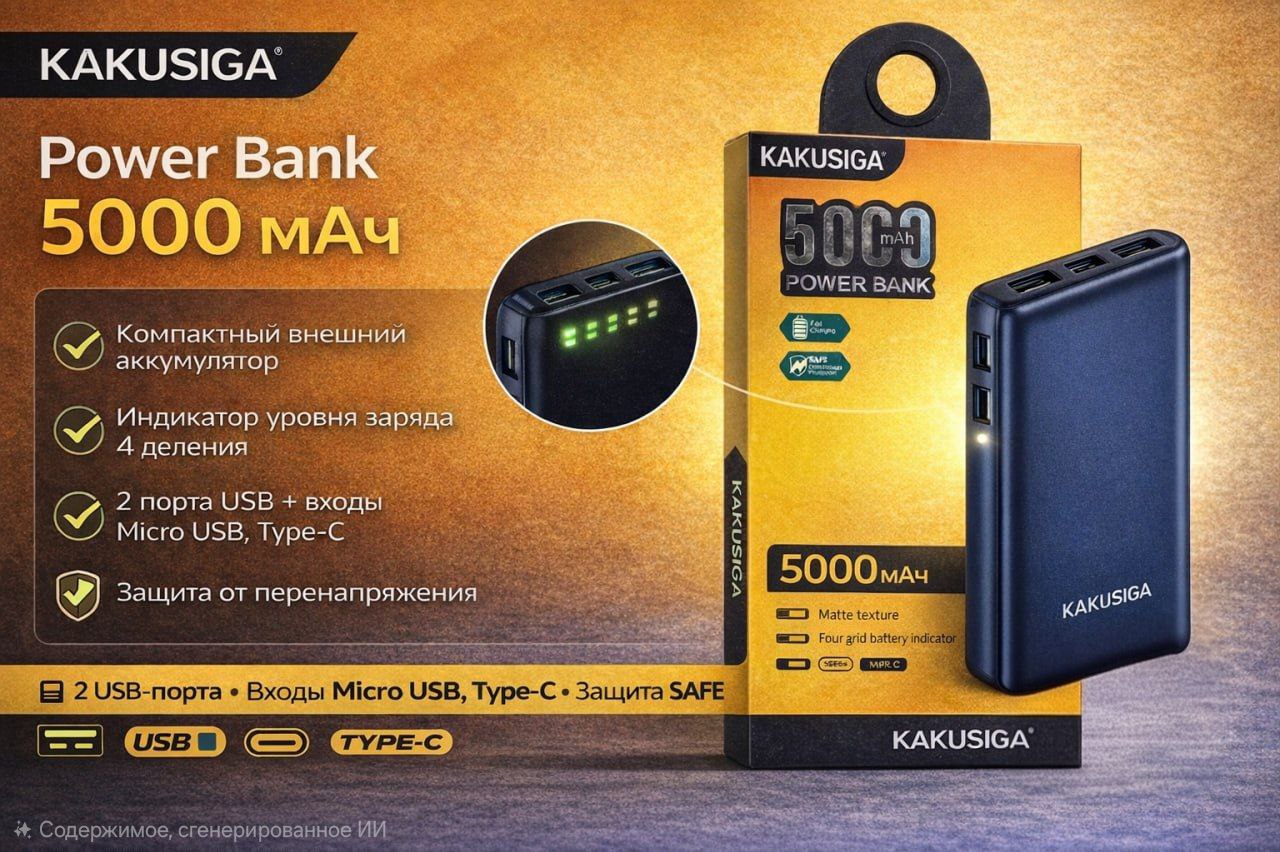 KAKUSIGA Power Bank 5000 mAh